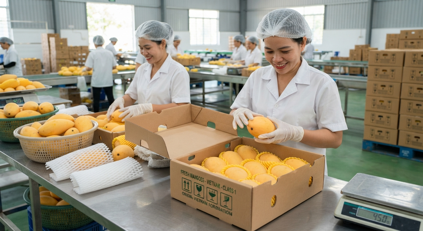 Các yêu cầu kỹ thuật chi tiết trong quy cách đóng gói xoài